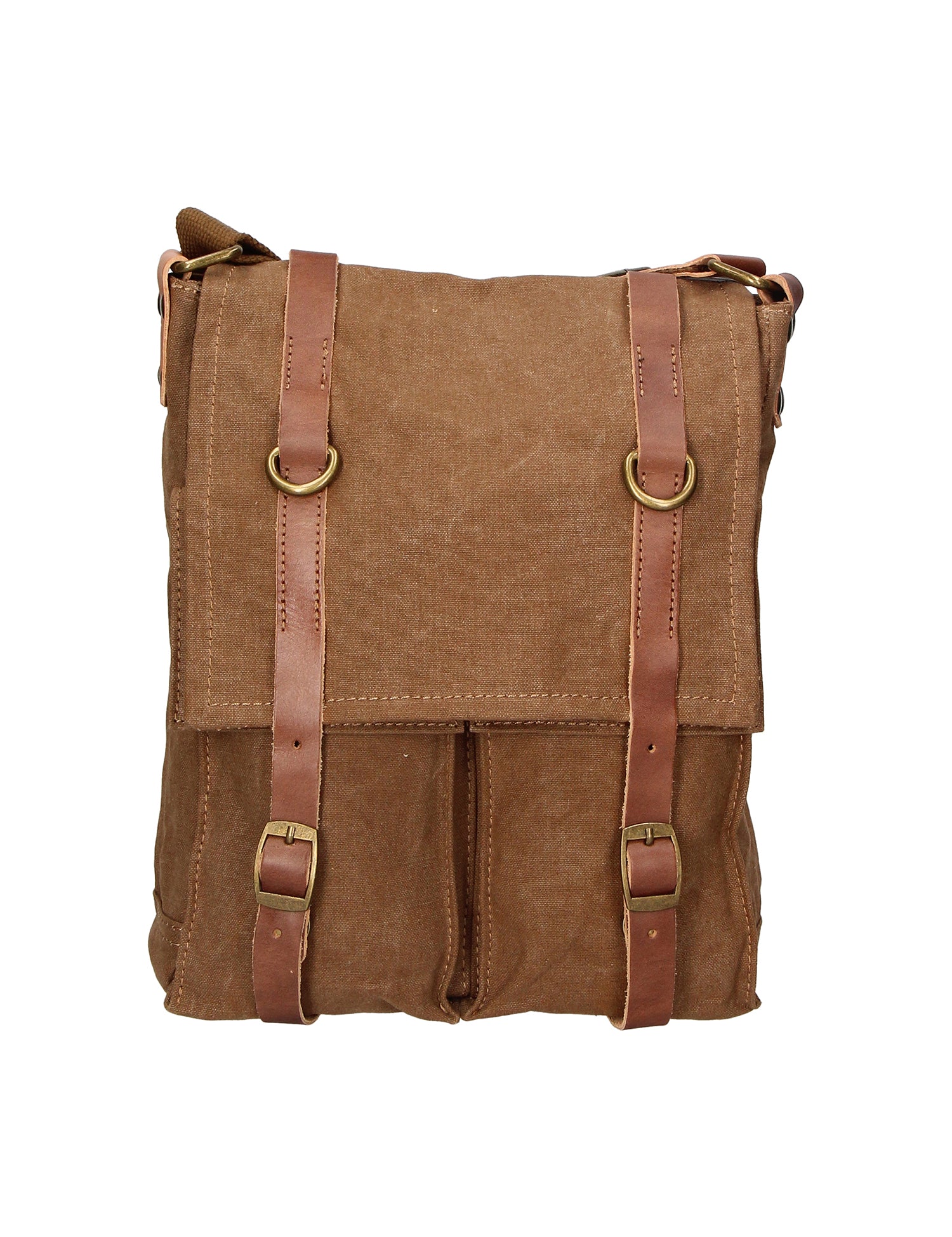 Milena Borsa a tracolla unisex Canvas e vera pelle ZG3009-FANGO TAUPE Gave Lux