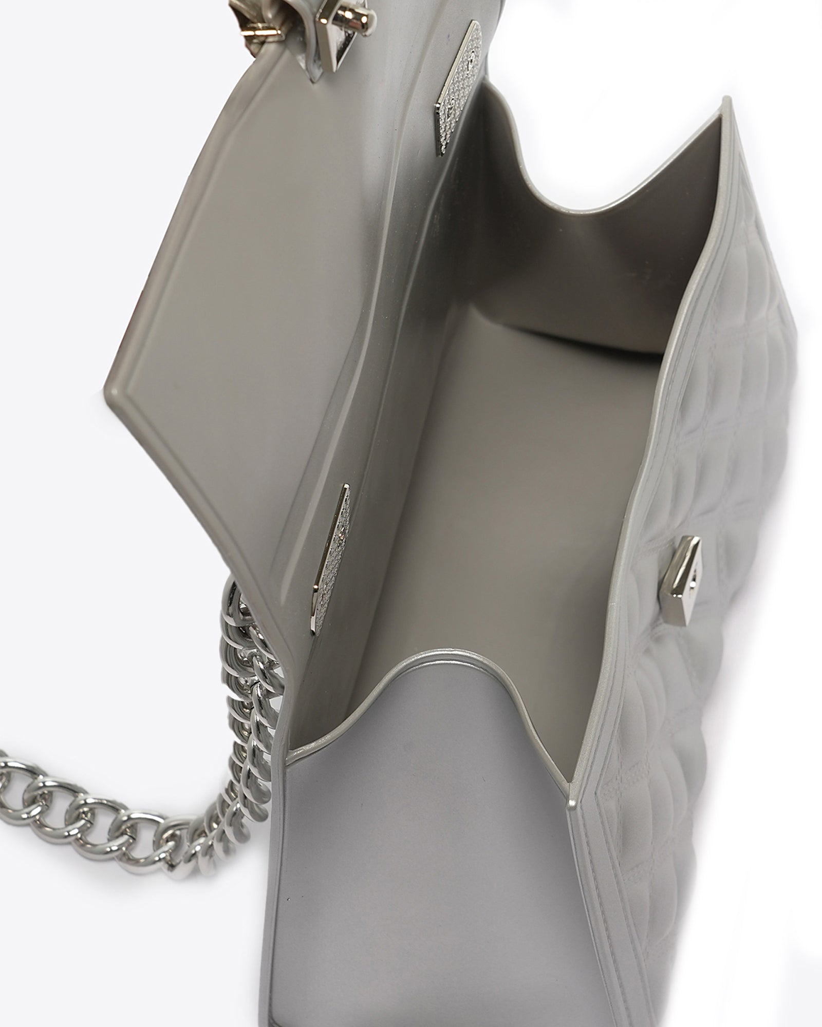 Borsa a mano da donna 100% Pvc FLAT RHOMBUS M-SILVER Marc Ellis