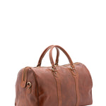 Borsa da viaggio unisex in vera pelle 100% cotone 4039-MARRONE Alessia Firenze