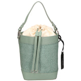 Women's bucket bag, mixed leather and fabric, Made in Italy, 24x18x15 cm