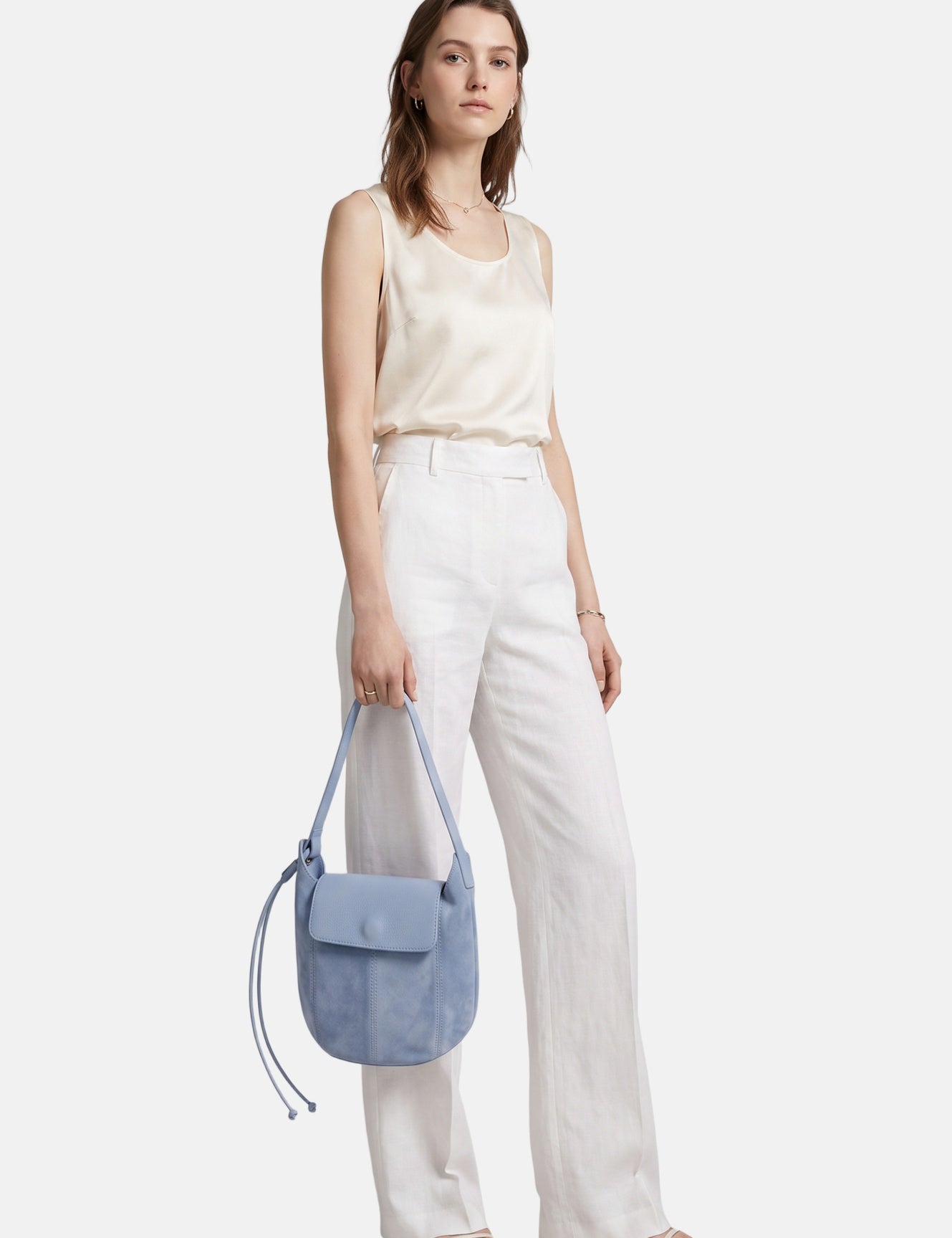 Borsa a Tracolla in Dollaro Leather Azzurro