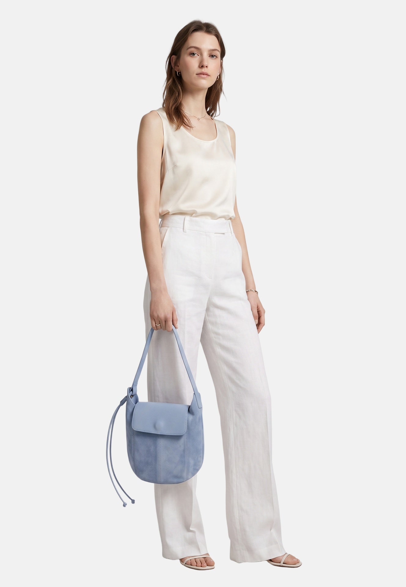 Borsa a Tracolla in Dollaro Leather Azzurro