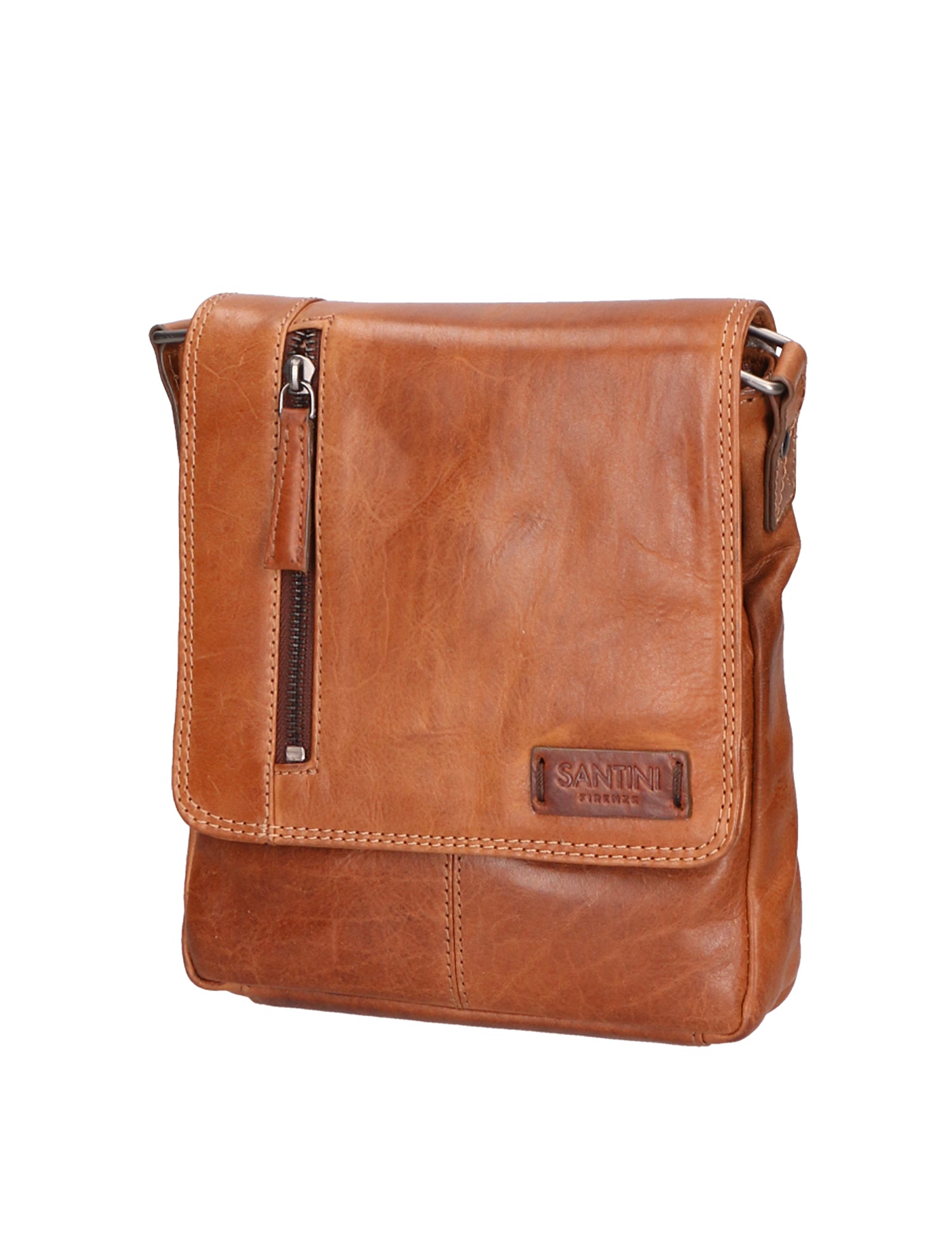 Borsa a tracolla unisex vera pelle Made in Italy SN5863547-TAN Santini Firenze