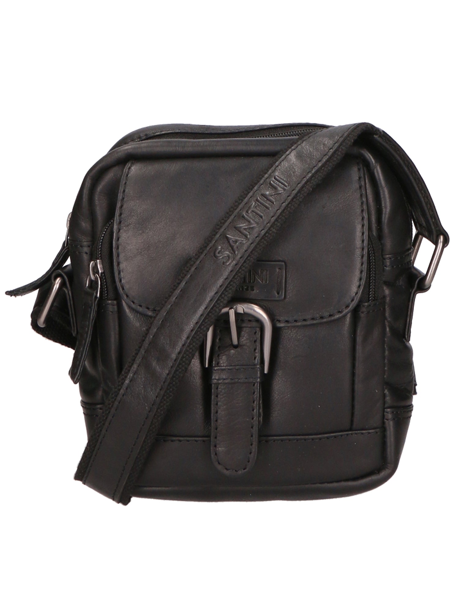 Borsa a tracolla unisex vera pelle 100% Made in Italy SN5863747-BLACK Santini Firenze