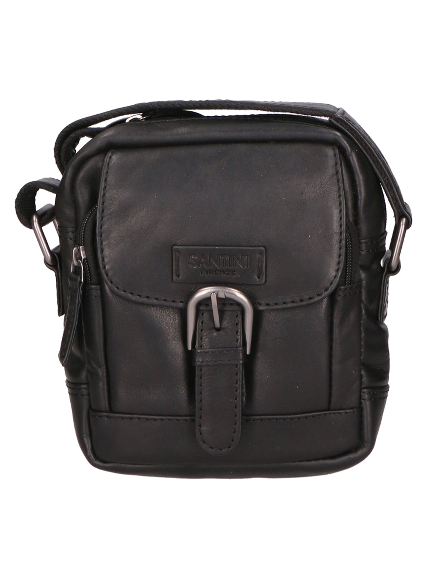 Borsa a tracolla unisex vera pelle 100% Made in Italy SN5863747-BLACK Santini Firenze