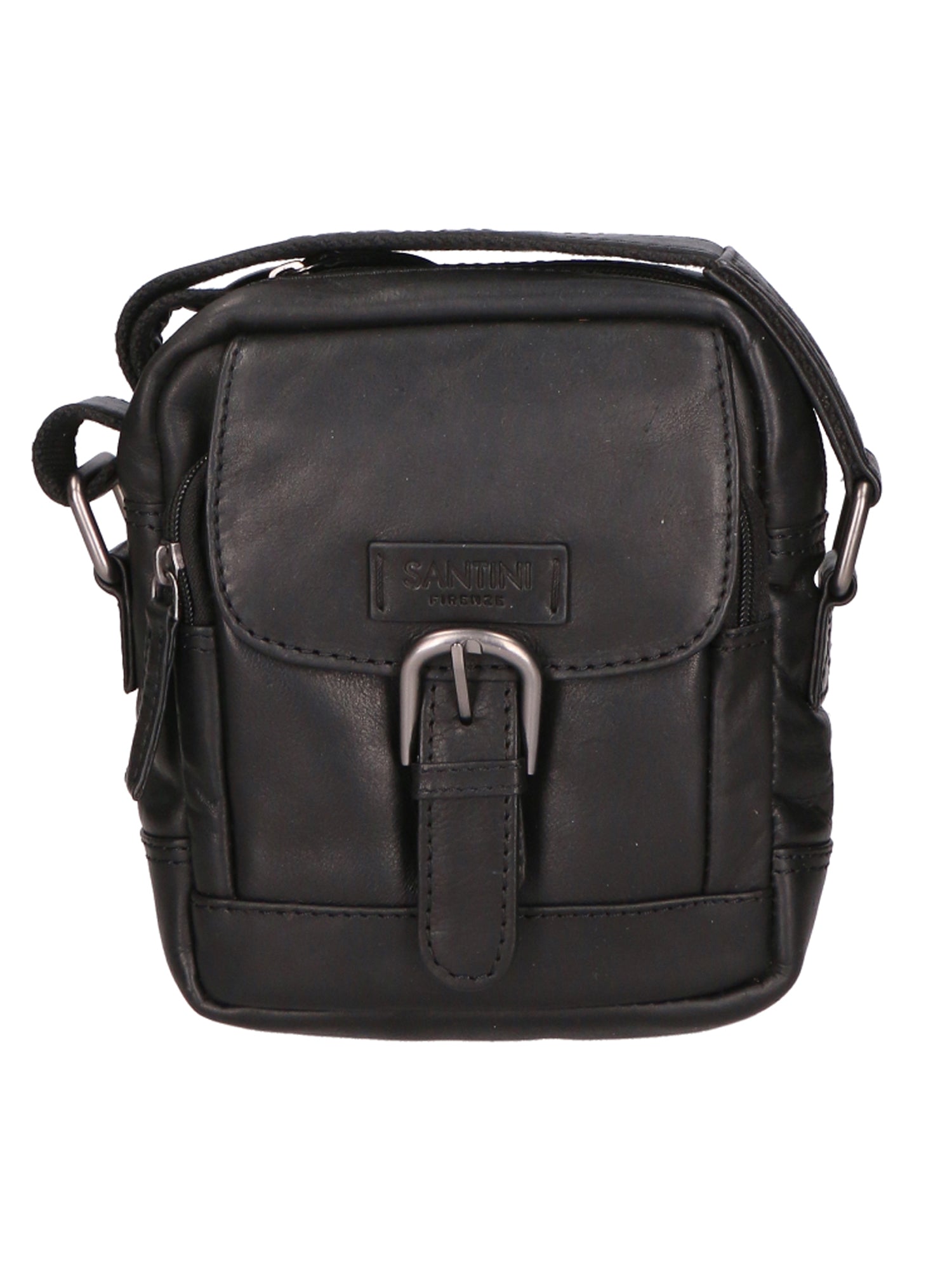 Borsa a tracolla unisex vera pelle 100% Made in Italy SN5863747-BLACK Santini Firenze