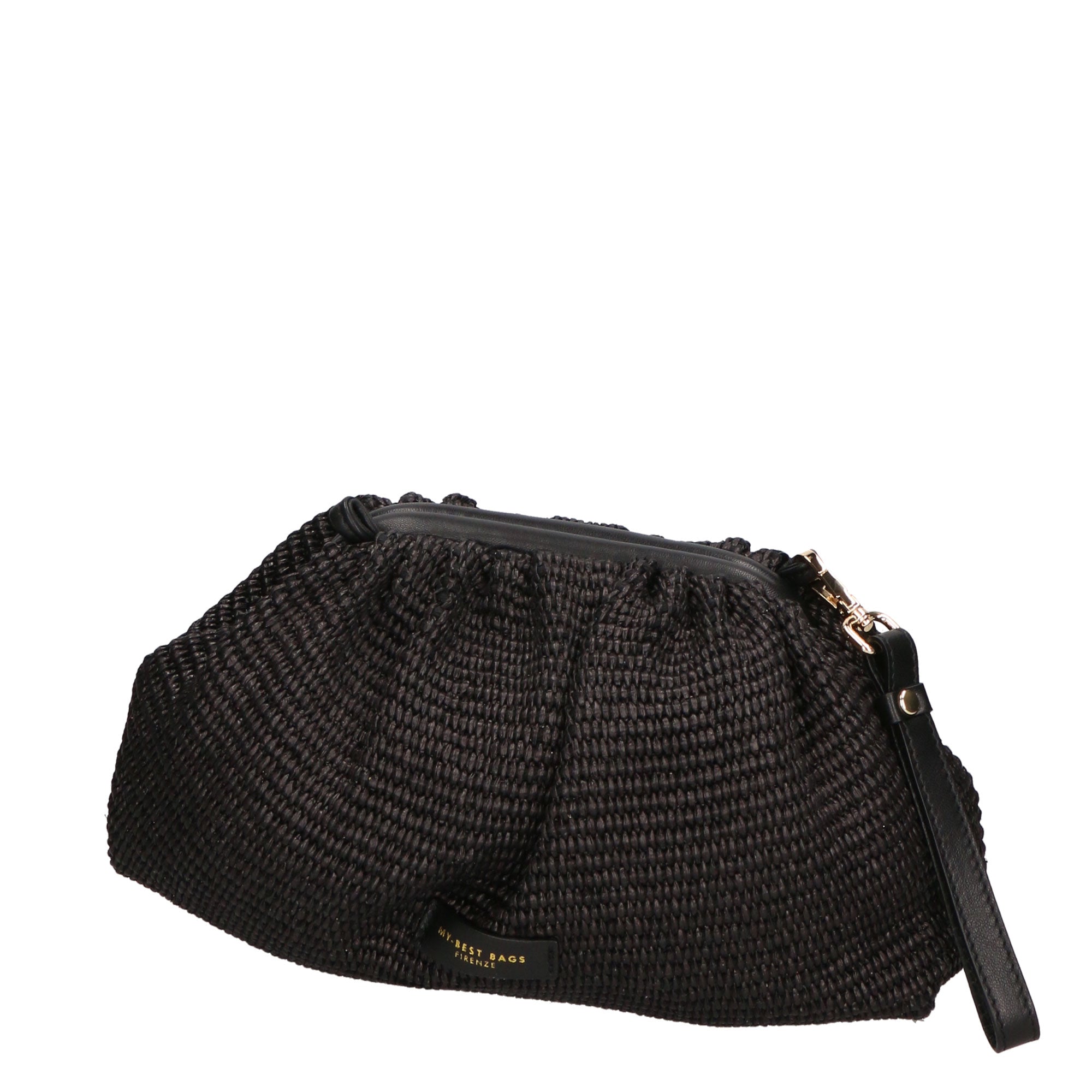 Borsa a tracolla da donna Paglia e pelle MYB-7011-SS-NERO 61+12 TABRU My Best Bag