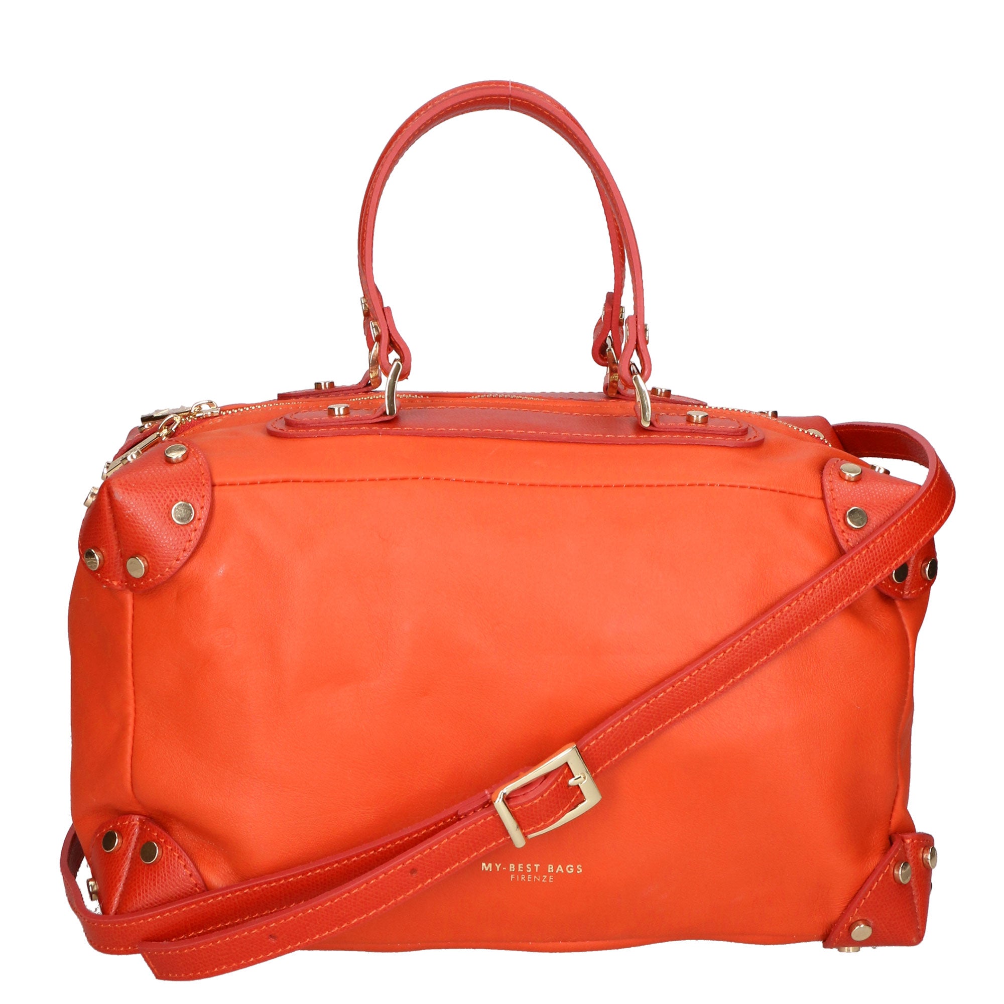 Borsa a mano da donna 100% pelle artigianale MYB-6012-FW-VERMIGLIO+P620 MATTONE My Best Bag