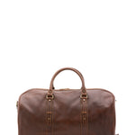 Borsa da viaggio unisex in vera pelle 100% cotone 4514-TESTA DI MORO Alessia Firenze
