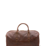 Borsa da viaggio unisex in vera pelle 100% cotone 4514-TESTA DI MORO Alessia Firenze
