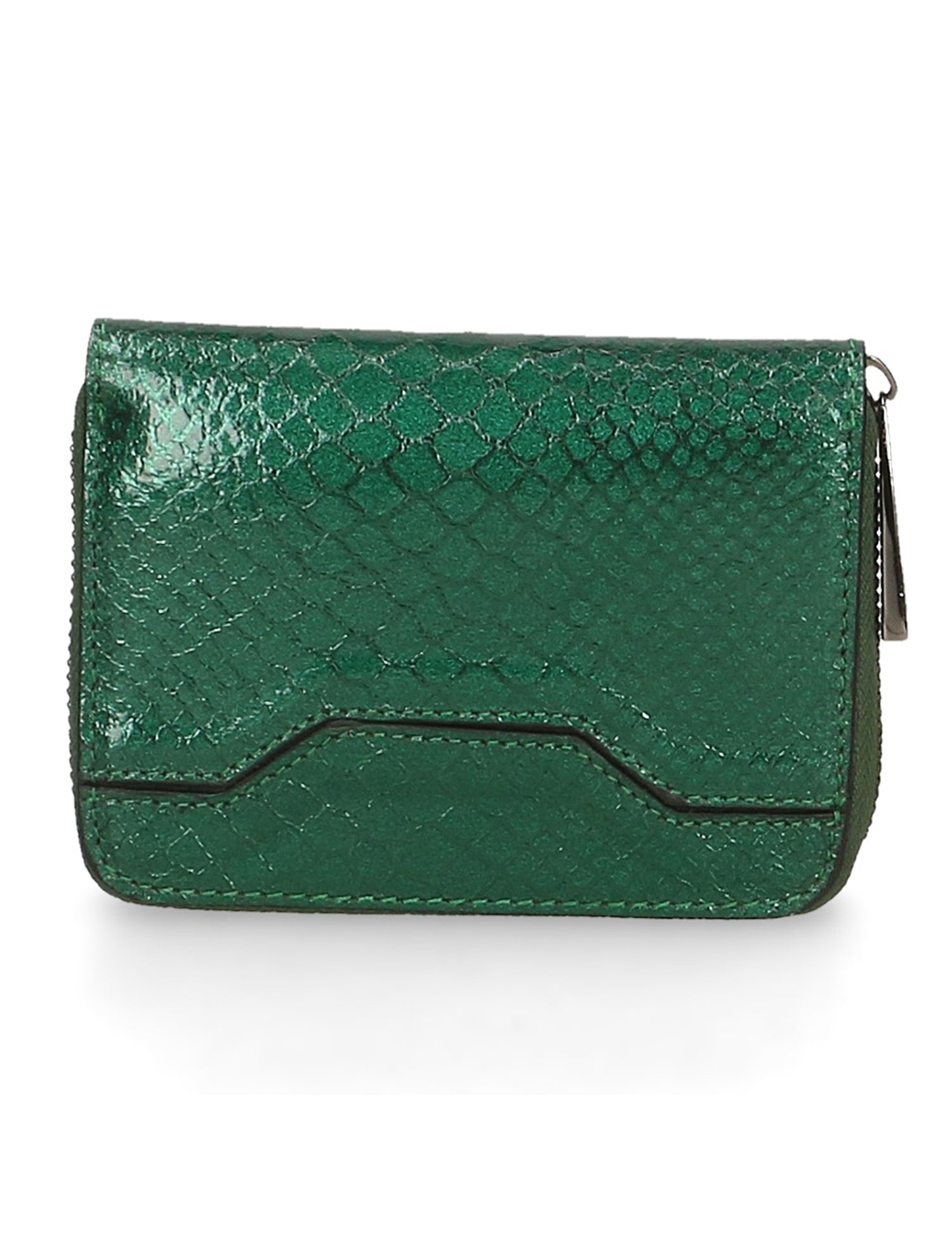 Nohemi Portafoglio donna vera pelle Zip 524072-VERDE GREEN Gave Lux