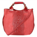 Eufemia Borsa a spalla da donna Pelle Croco Stampata 9007 1-ROSSO Gave Lux