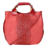 Eufemia Borsa a spalla da donna Pelle Croco Stampata 9007 1-ROSSO Gave Lux