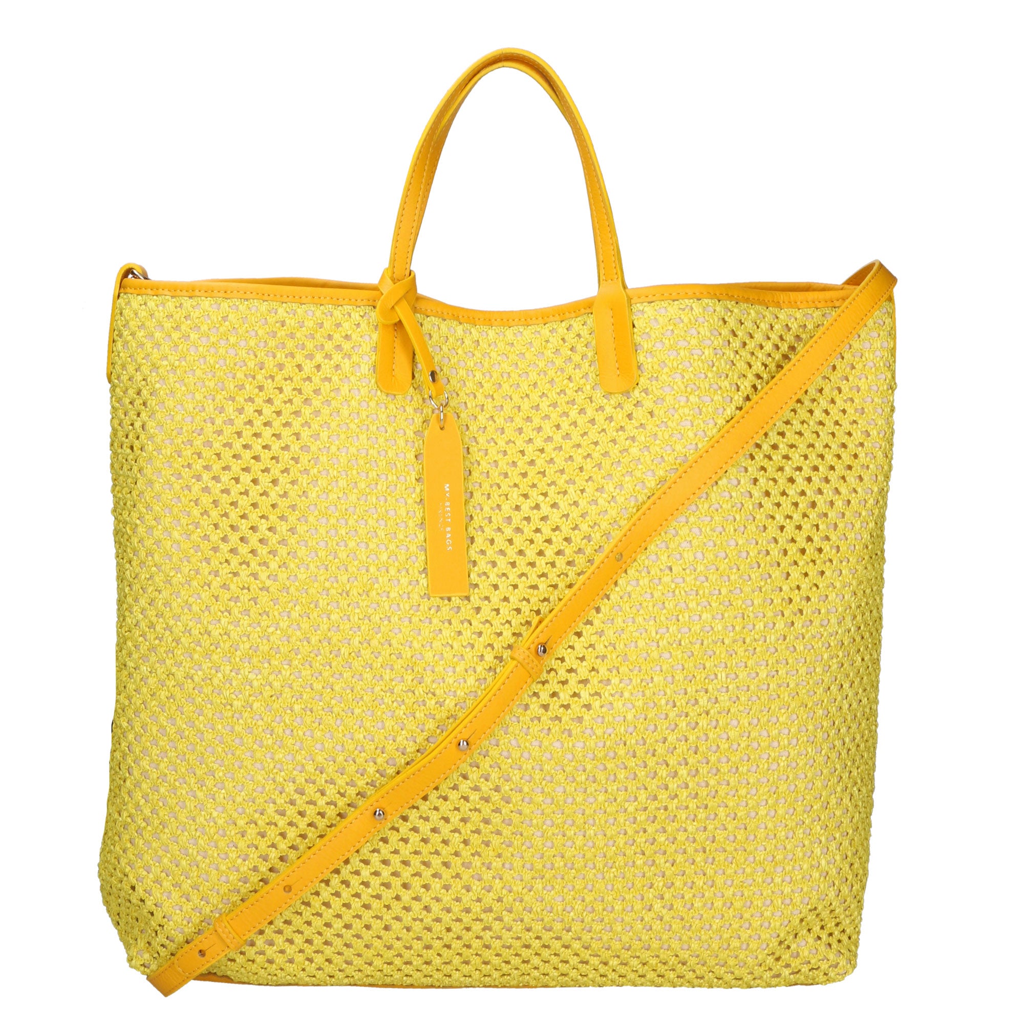 Borsa a mano da donna Paglia e pelle MYB-7027-SS-GIALLO My Best Bag