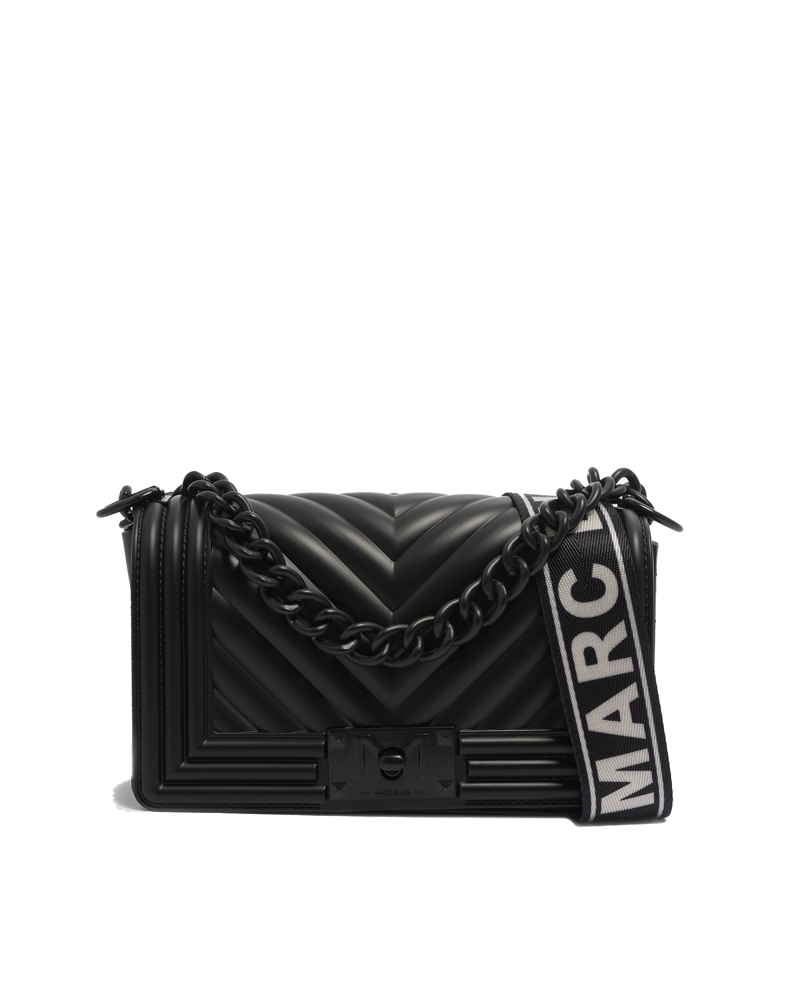 Borsa a mano da donna 100% Pvc FLAT S-BLACK Marc Ellis
