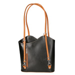 Fabiola Borsa a spalla da donna 100% pelle 9039-NERO CUOIO Gave Lux