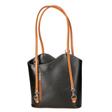 Fabiola Borsa a spalla da donna 100% pelle 9039-NERO CUOIO Gave Lux