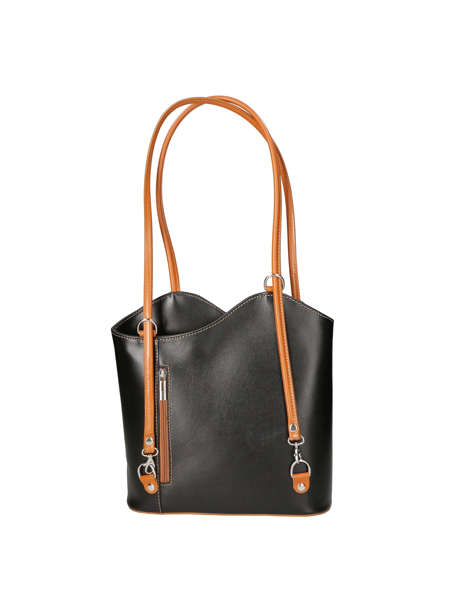 Fabiola Borsa a spalla da donna 100% pelle 9039-NERO CUOIO Gave Lux