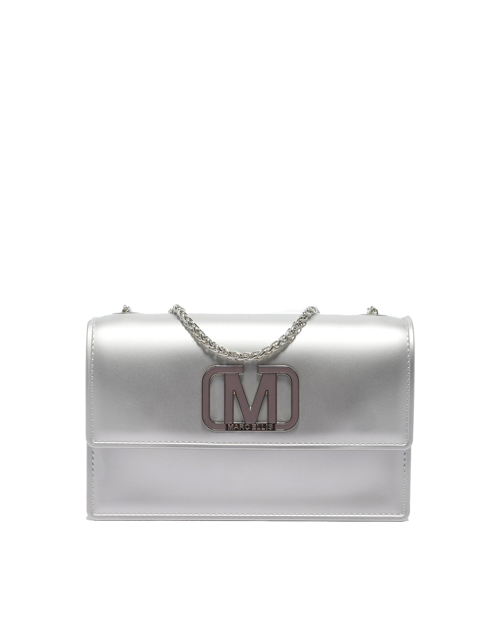 Borsa a mano da donna 100% Pvc FLAT SUPERMEE M-SILVER Marc Ellis