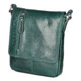 Borsa a tracolla da uomo Vera pelle RFID HILB-6154-PETROLIO Hill Burry