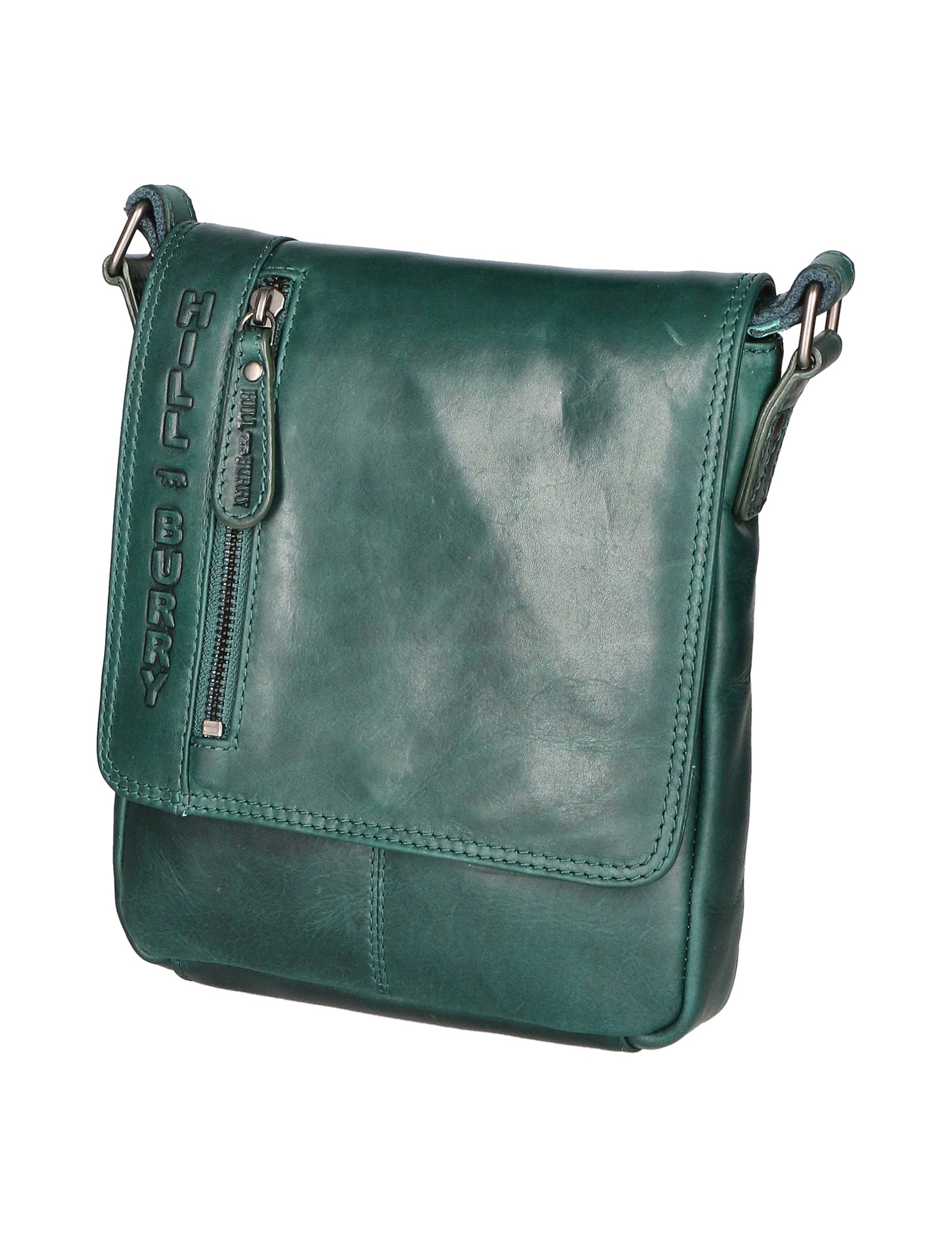 Borsa a tracolla da uomo Vera pelle RFID HILB-6154-PETROLIO Hill Burry