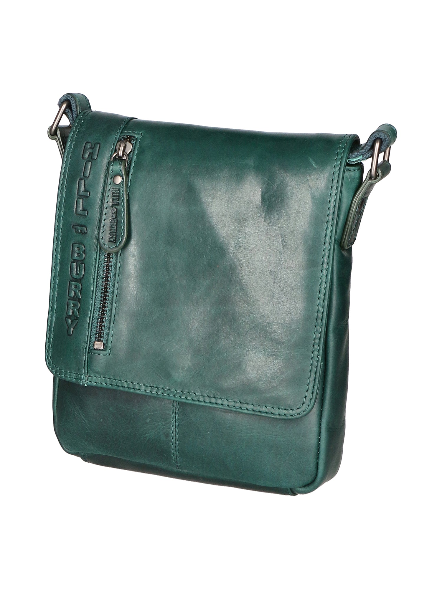Borsa a tracolla da uomo Vera pelle RFID HILB-6154-PETROLIO Hill Burry