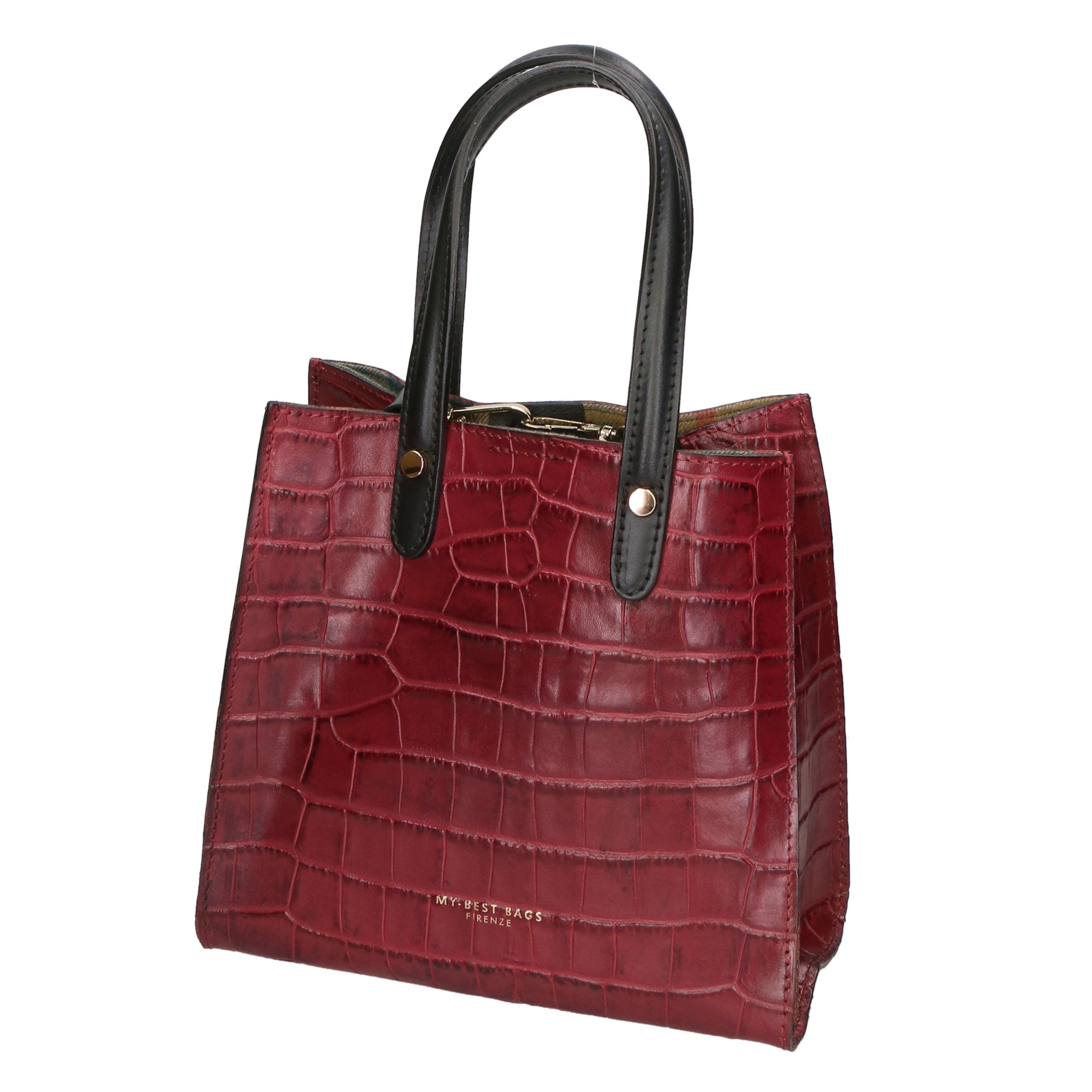 Borsa a mano da donna Pelle Croco Stampata MYB-6027-FW-BORDO My Best Bag