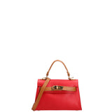 Borsa a mano da donna 100% vera pelle 07221-D58 ROSSO+D44 CUOIO Roberta Rossi