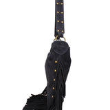 Borsa a Mano in Genuine Printed Suede Leather Blu Scuro