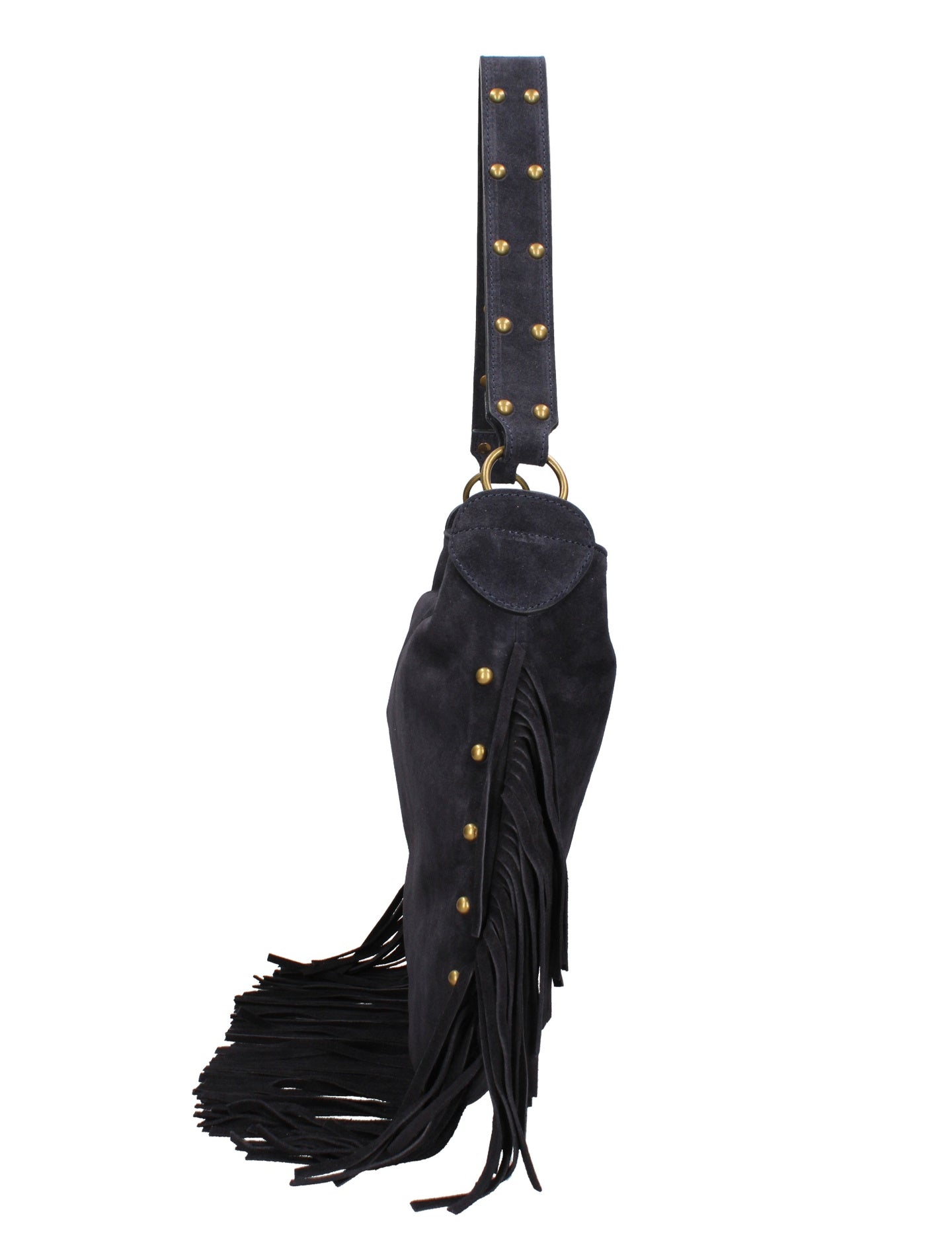 Borsa a Mano in Genuine Printed Suede Leather Blu Scuro