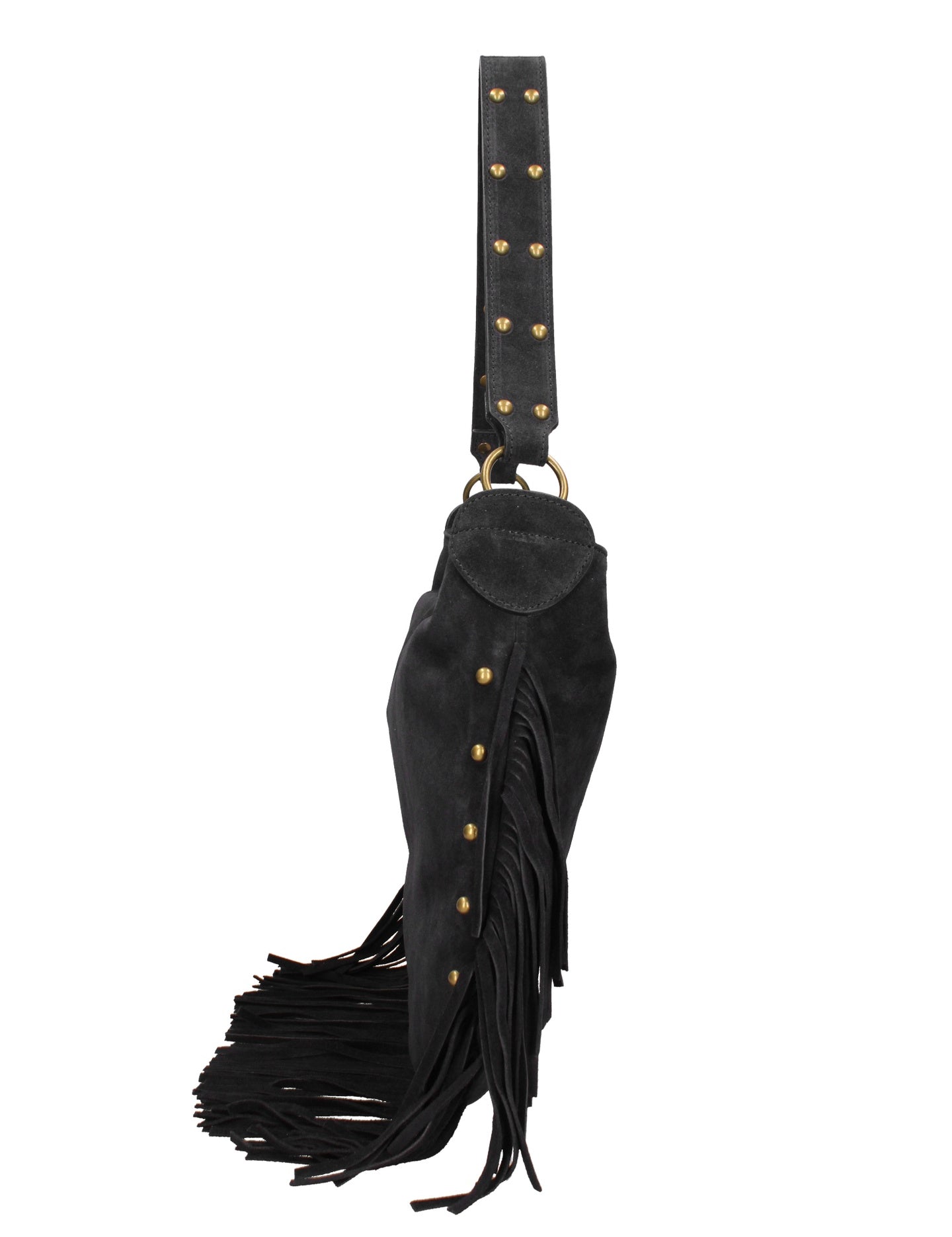 Borsa a Mano in Genuine Printed Suede Leather Nero