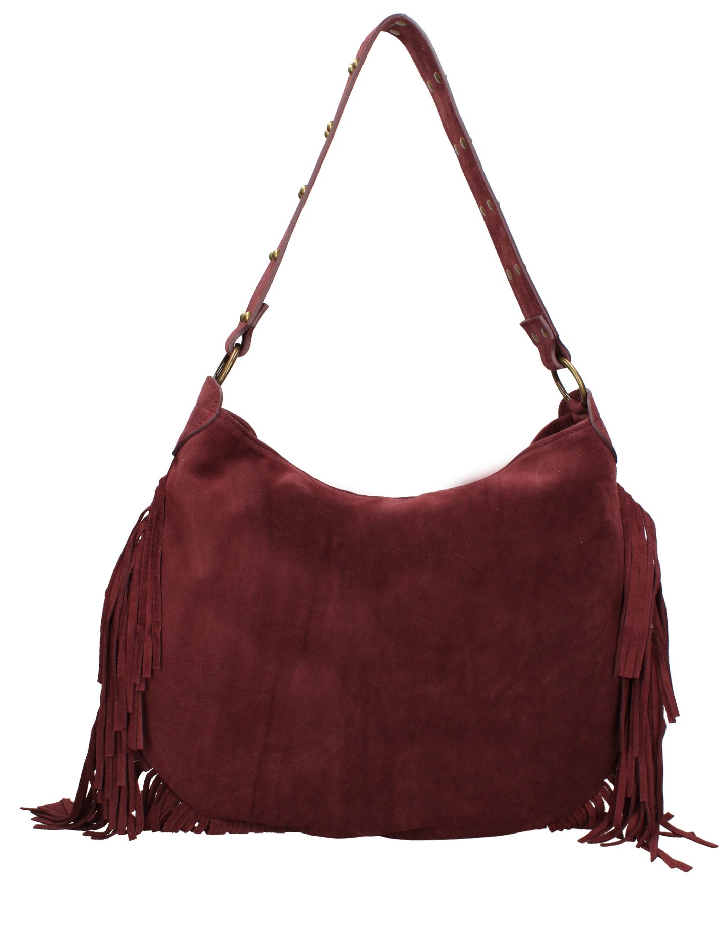 Borsa a Mano in Genuine Printed Suede Leather Bordeaux