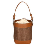 Borsa a secchiello da donna Misto pelle e tessuto MYB-05166-SS-25+S17 CUOIO SCURO My Best Bag