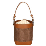 Borsa a secchiello da donna Misto pelle e tessuto MYB-05166-SS-25+S17 CUOIO SCURO My Best Bag