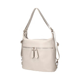Women's White Convertible Shoulder Bag in Genuine Leather Made in Italy 30x26x9 cm