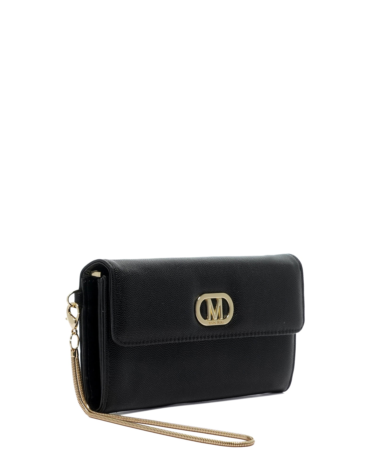Portafoglio donna 100% poliuretano vegano TESSA-GRAIN-BLACK-GOLD Marc Ellis