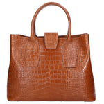 Letizia Borsa a mano da donna Pelle stampata croco 06542-CUOIO COGNAC Gave Lux