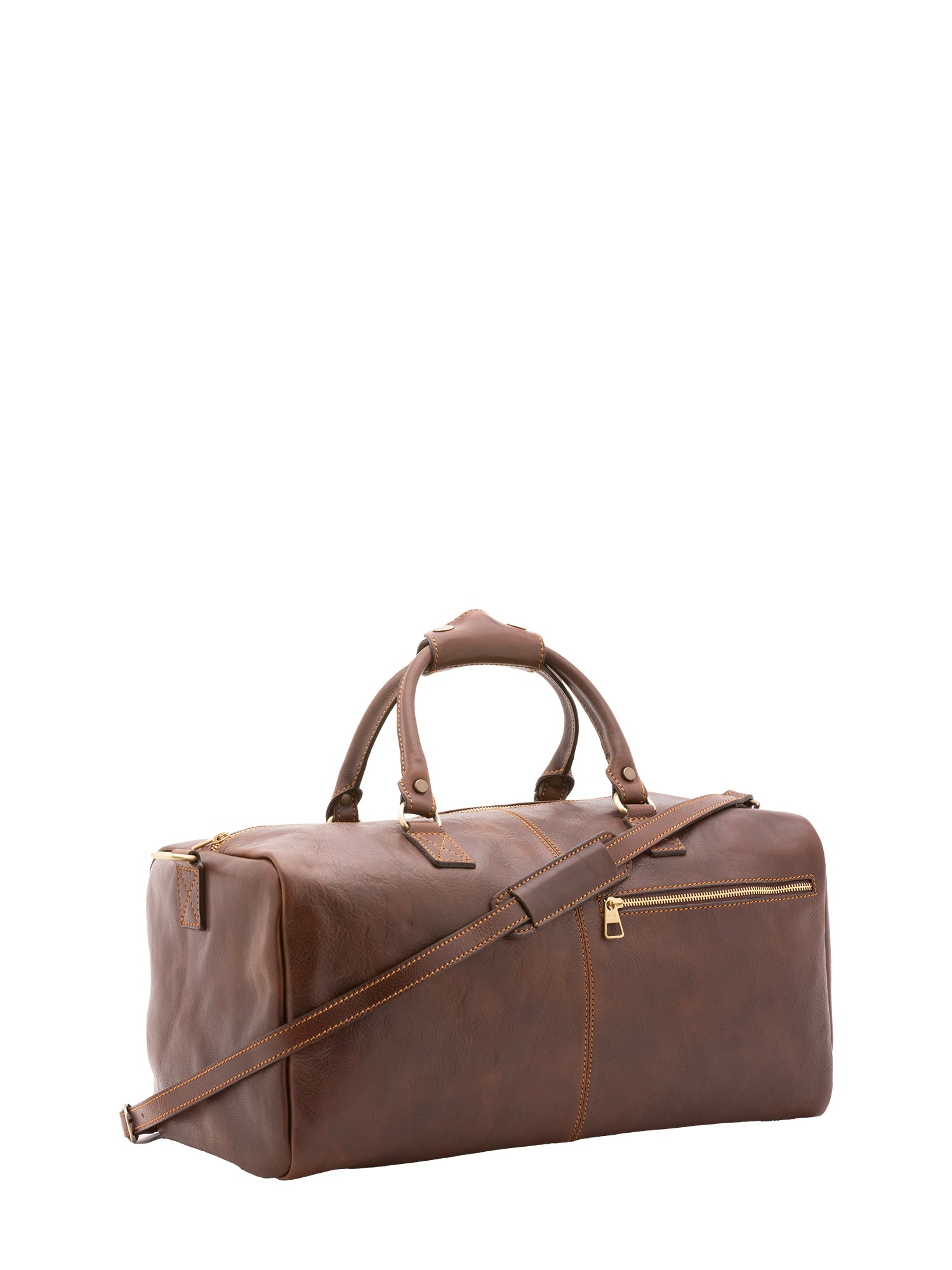 Borsa da viaggio unisex in vera pelle 100% cotone 4311-TESTA DI MORO Alessia Firenze