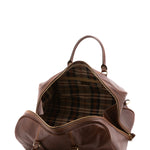 Borsa da viaggio unisex in vera pelle 100% cotone 4514-TESTA DI MORO Alessia Firenze