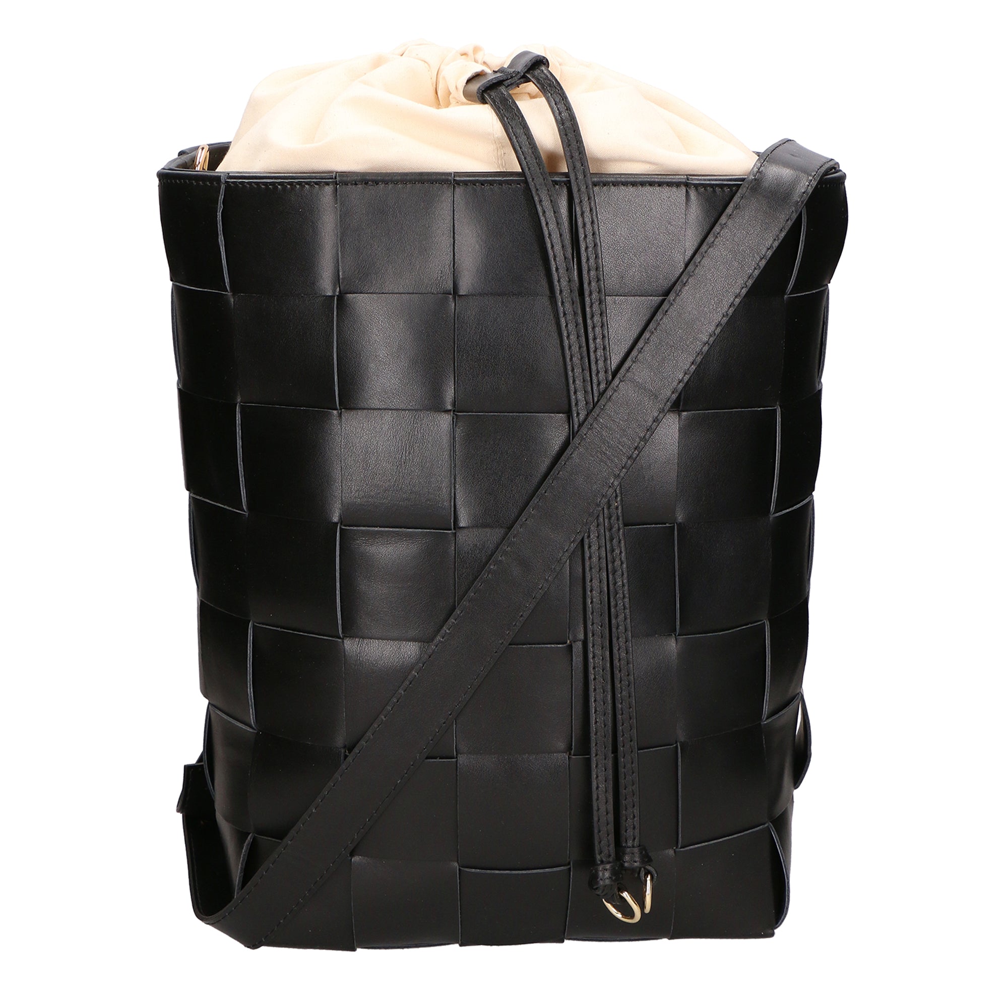 Borsa a tracolla da donna 100% pelle MYB-7054-SS-NERO+BEIGE My Best Bag