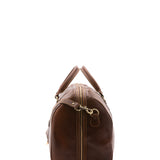 Borsa da viaggio unisex vera pelle 100% cotone 4038-TESTA DI MORO Alessia Firenze