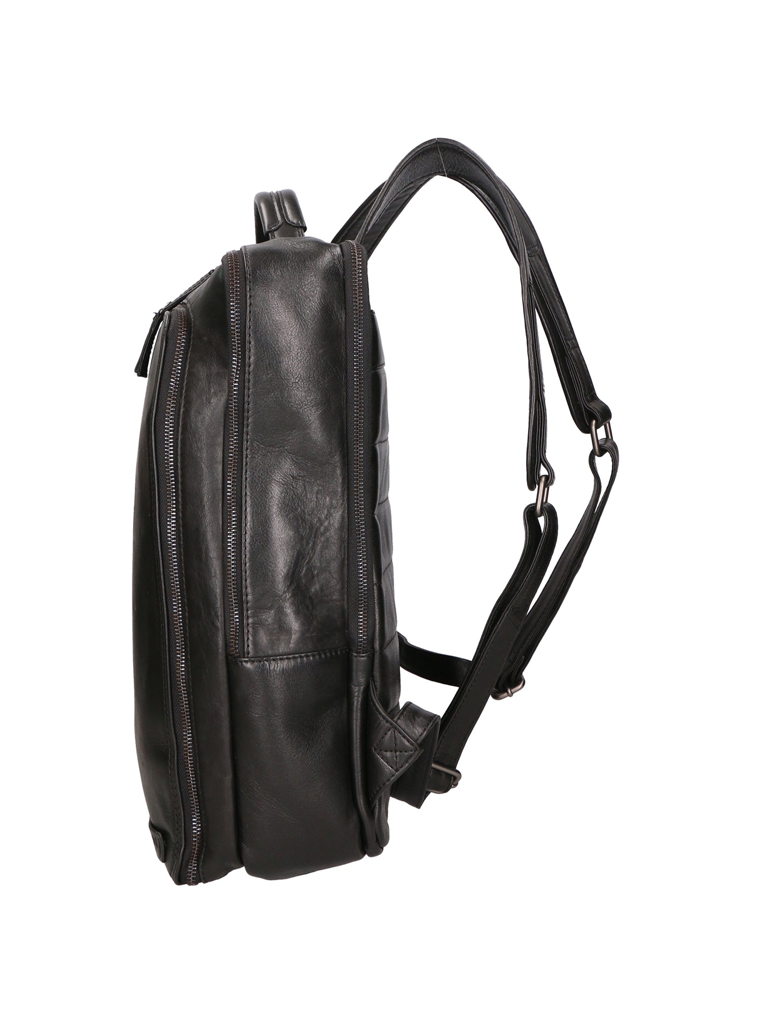 Zaino unisex in vera pelle Made in Italy Pelle di vacchetta ingrassata SN5863347-BLACK Santini Firenze
