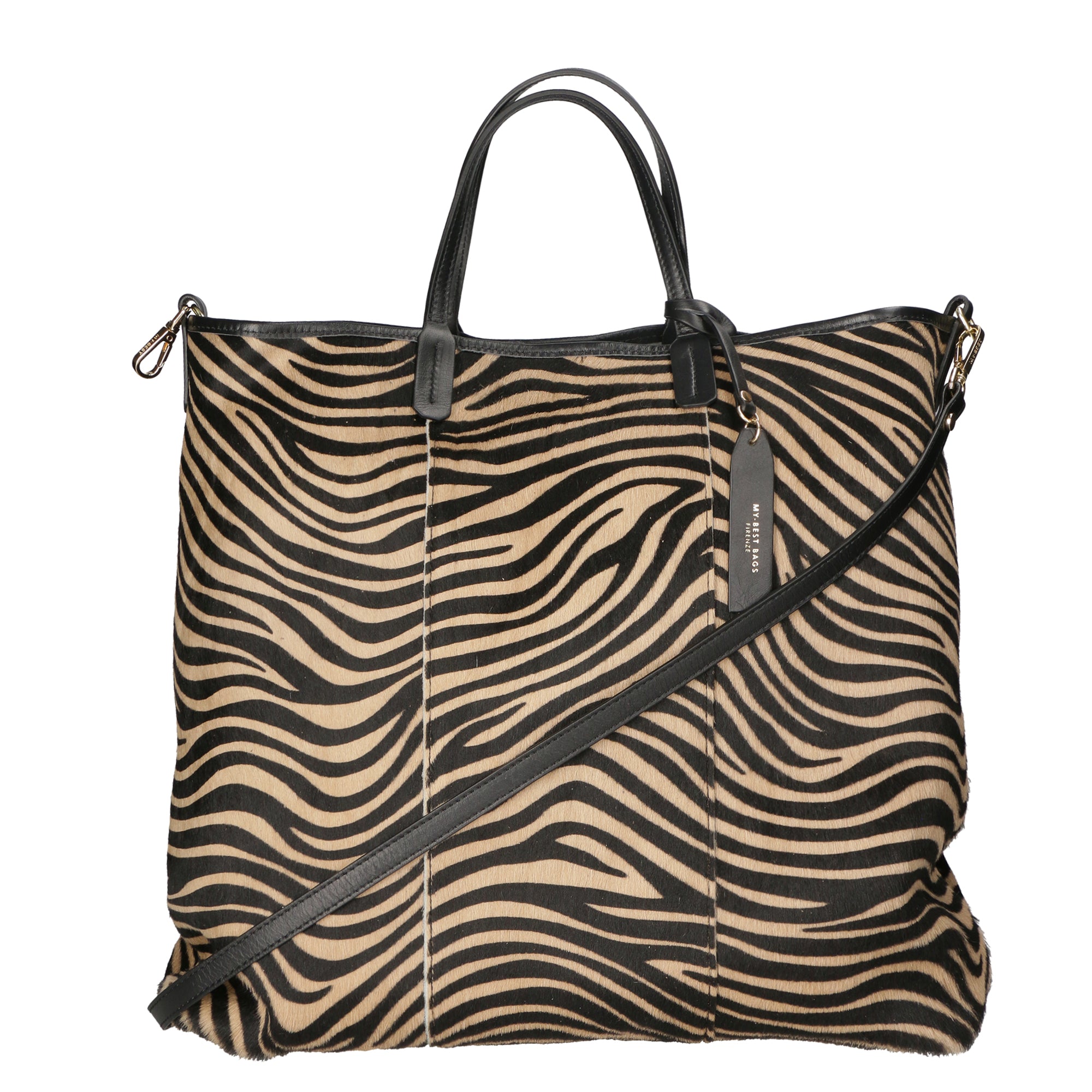 Borsa a mano da donna Vera pelle MYB-8053-FW-ZEBRA CUOIO NERO My Best Bag