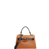 Borsa a mano da donna 100% vera pelle 07221-D44 CUOIO+D28 NERO Roberta Rossi