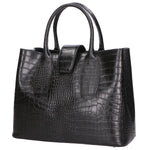 Letizia Borsa a mano da donna Pelle stampata croco 06542-NERO Gave Lux