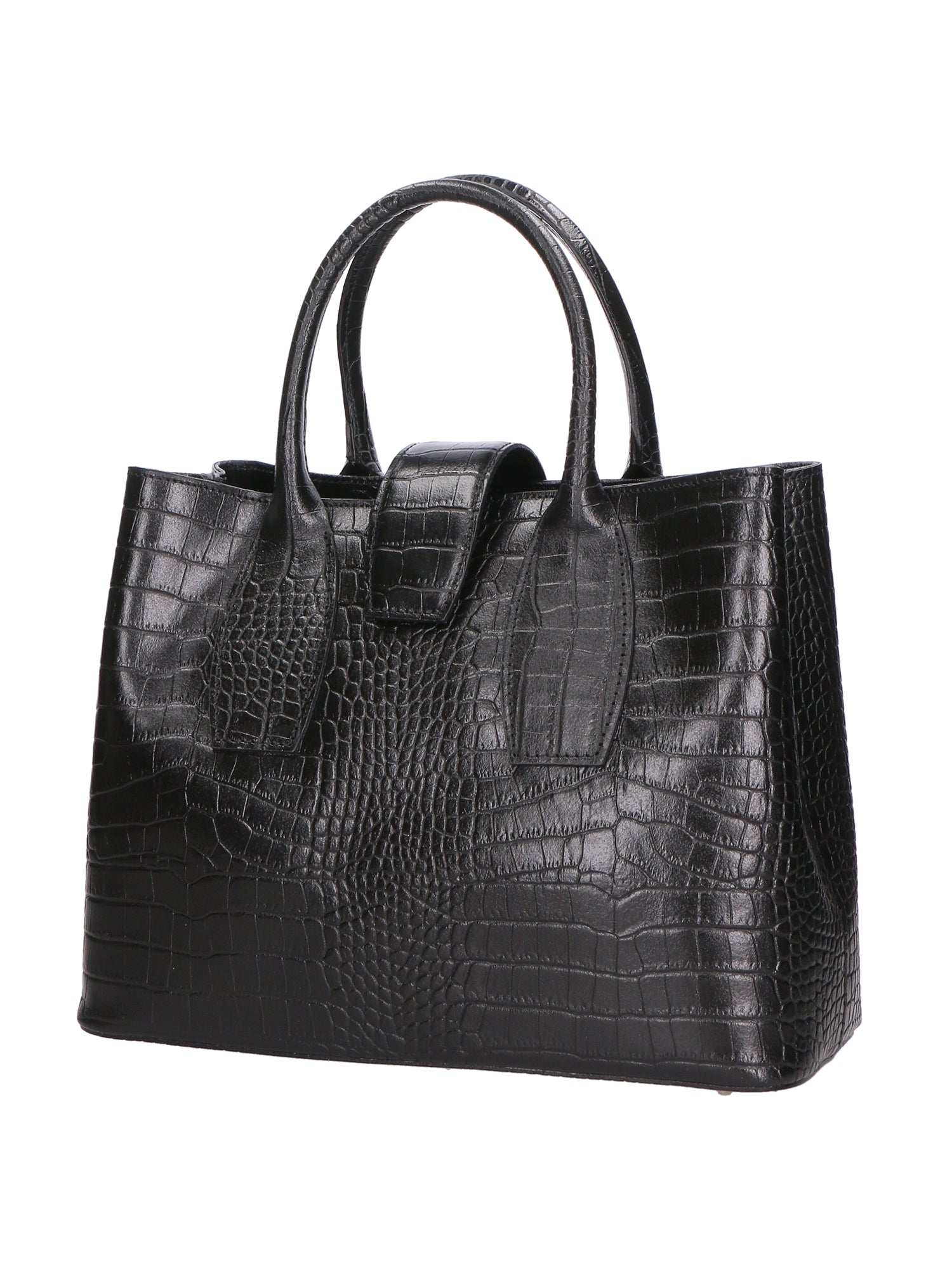 Letizia Borsa a mano da donna Pelle stampata croco 06542-NERO Gave Lux