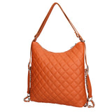Women's shoulder bag convertible into a backpack in genuine leather Made in Italy 30x31x6 cm