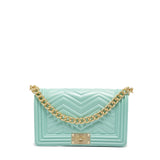 Borsa a mano da donna 100% Pvc FLAT M MANHATTAN-VERDE ACQUA + OFF GOLD Marc Ellis