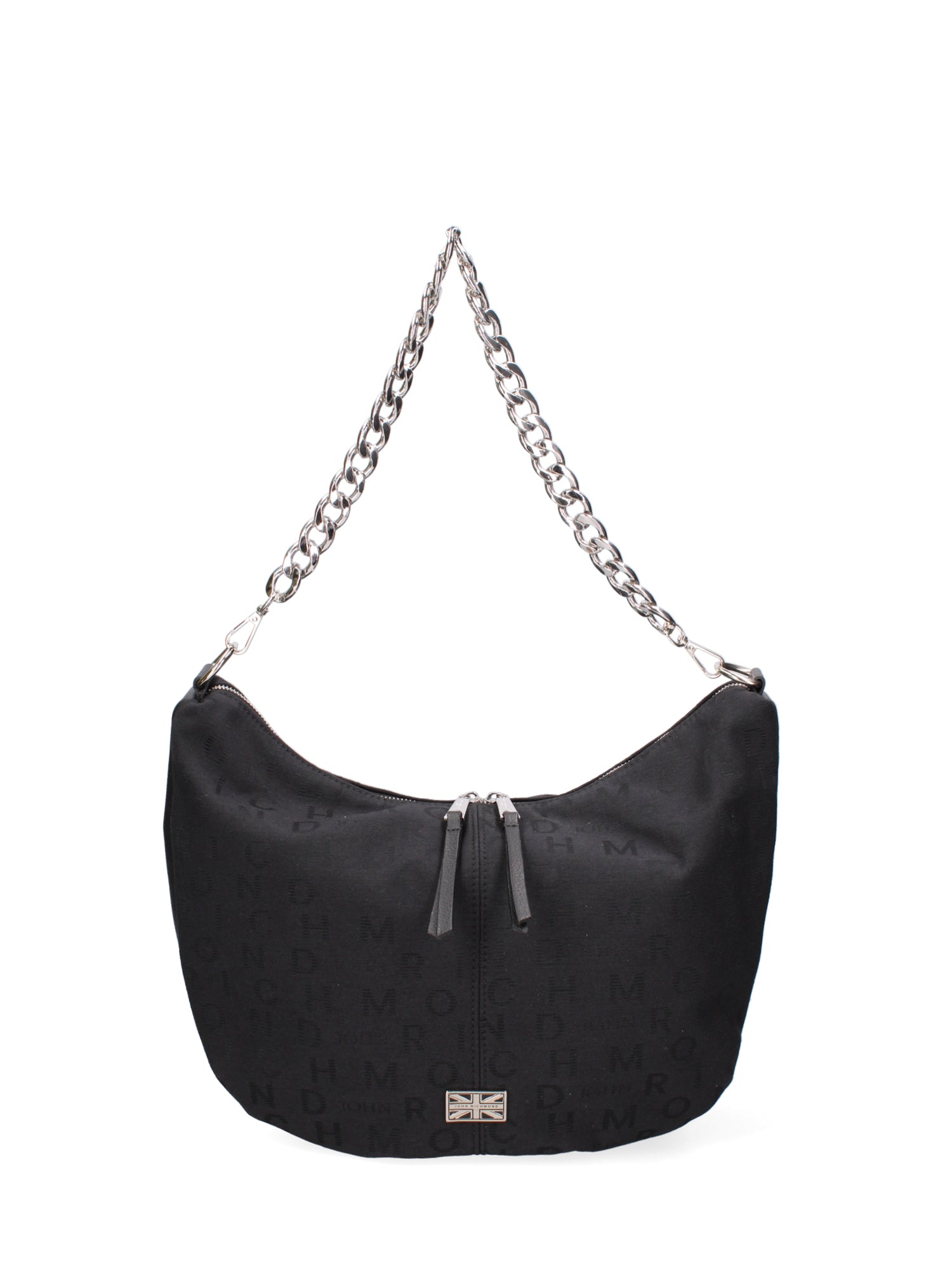 Borsa a spalla da donna 100% vera pelle JR-W-1118-TP-BLACK + SILVER John Richmond