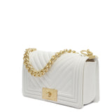 Borsa a mano da donna 100% Pvc FLAT S-WHITE + OFF GOLD Marc Ellis